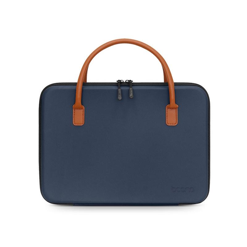 Waterproof Leather Computer Bag - Multifunctional Navy Blue