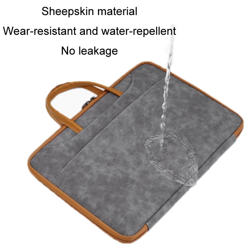 Waterproof Leather Computer Bag - 15 / 15.6 / 16 Inches Fully Open & Portable - Gray Black