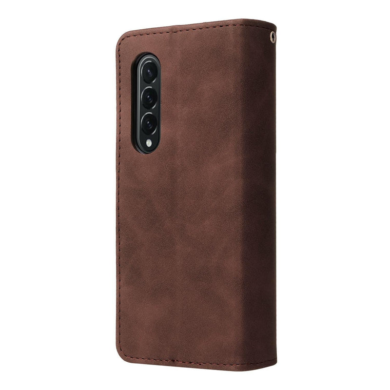 Frosted Leather Zip Wallet for Samsung Galaxy z Fold 4