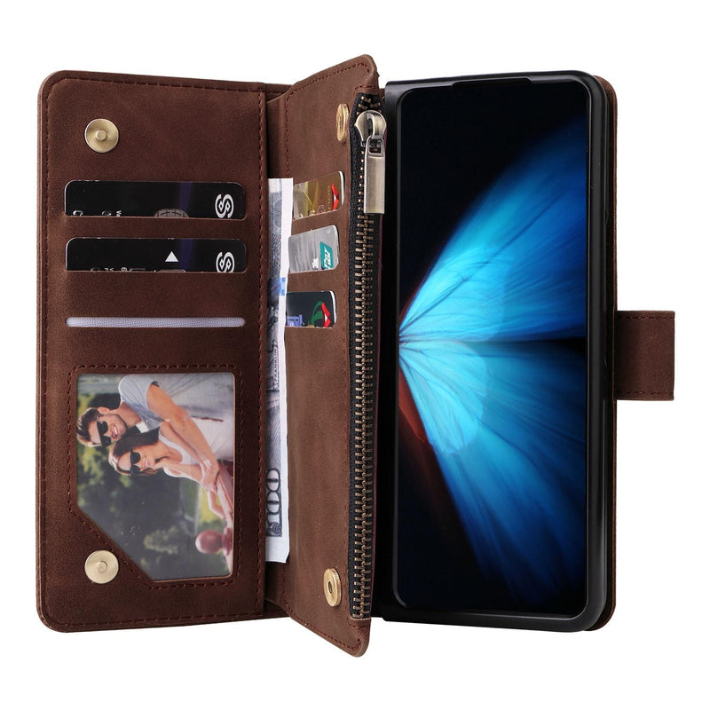 Frosted Leather Zip Wallet for Samsung Galaxy z Fold 4