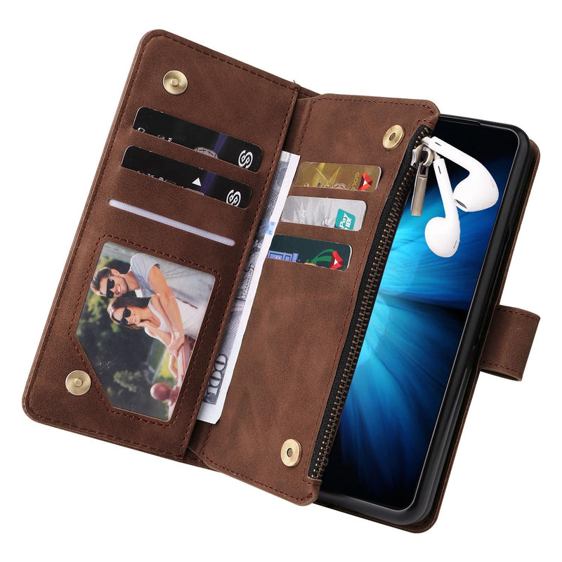 Frosted Leather Zip Wallet for Samsung Galaxy z Fold 4