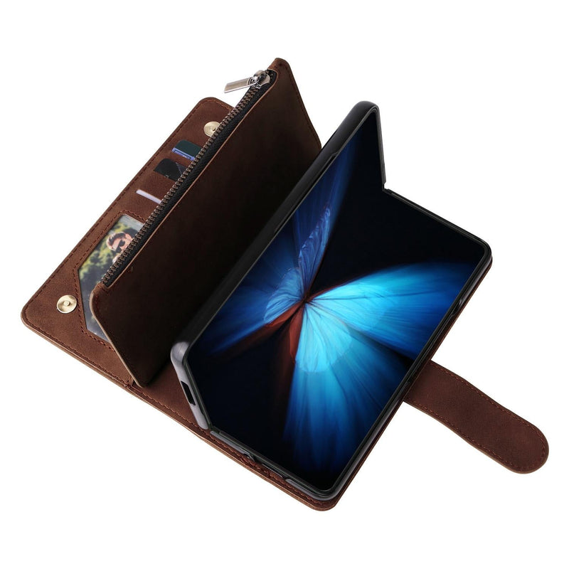 Frosted Leather Zip Wallet for Samsung Galaxy z Fold 4