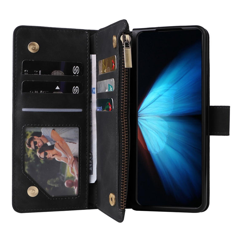 Frosted Leather Zip Wallet for Samsung Galaxy z Fold 4