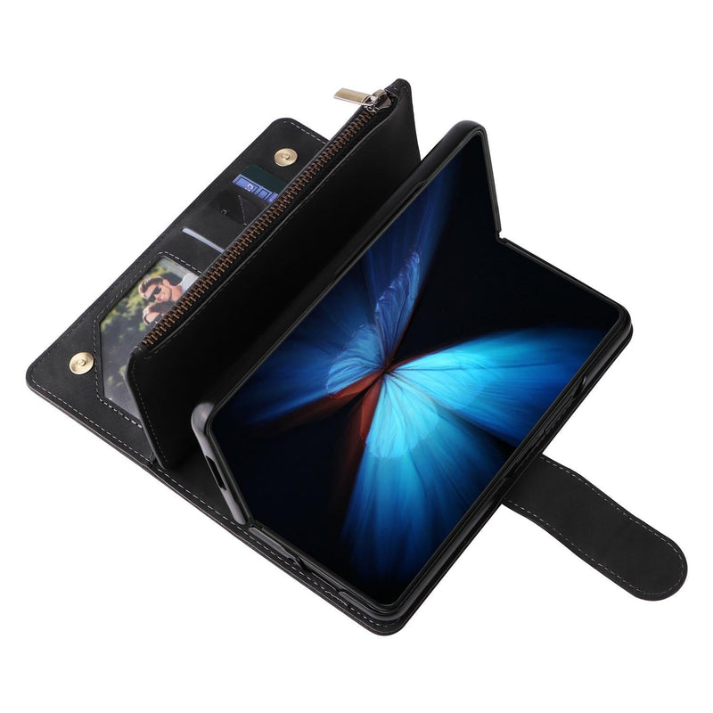 Frosted Leather Zip Wallet for Samsung Galaxy z Fold 4