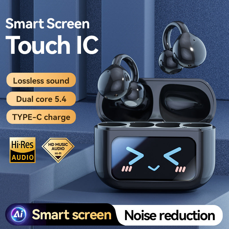 Smart TWS Earbuds with Touch Screen Case – Bluetooth 5.4, Black