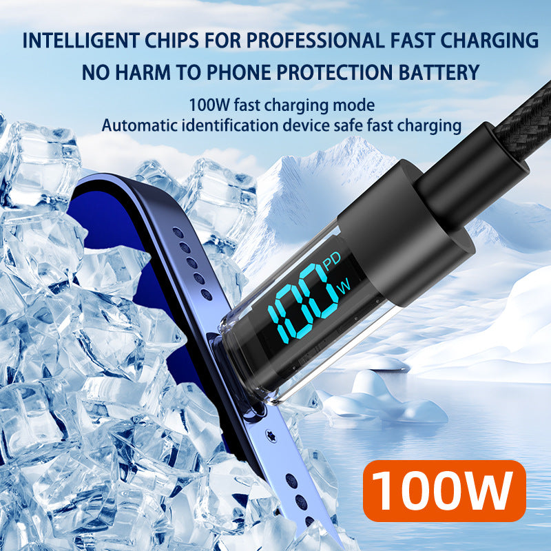 USB to Type-C Cable Set – 100W Fast Charge, Display, Aluminum Shell