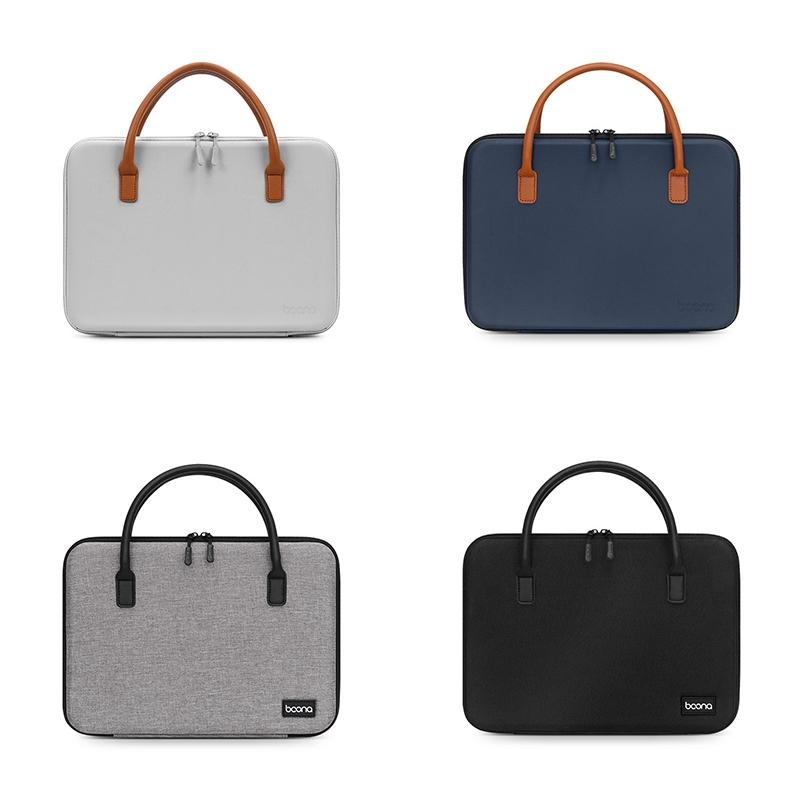Waterproof Leather Computer Bag - Multifunctional Navy Blue