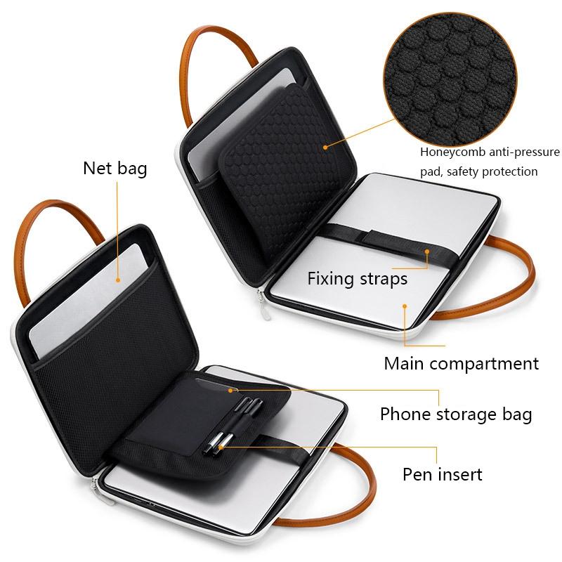 Waterproof Leather Computer Bag - Multifunctional Navy Blue