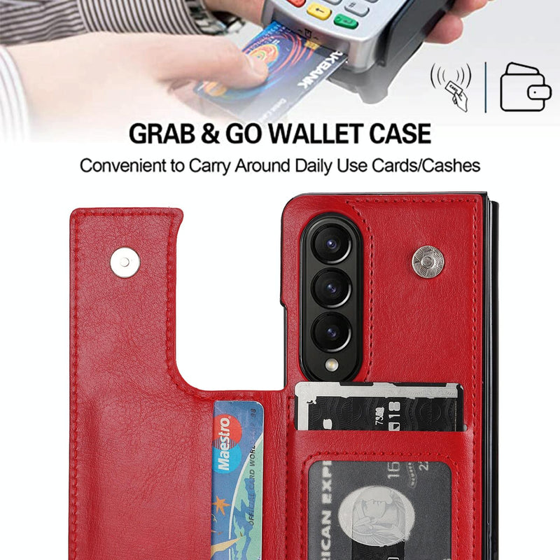Double Buckle Foldable Phone Case with Pen Slot - White