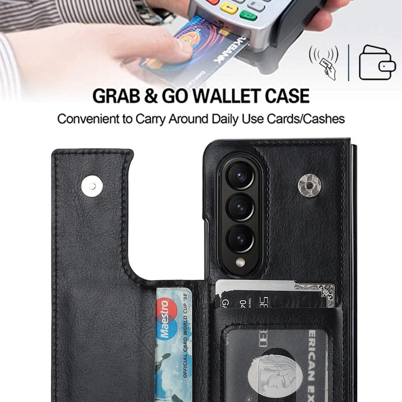 Double Buckle Foldable Phone Case with Pen Slot - White