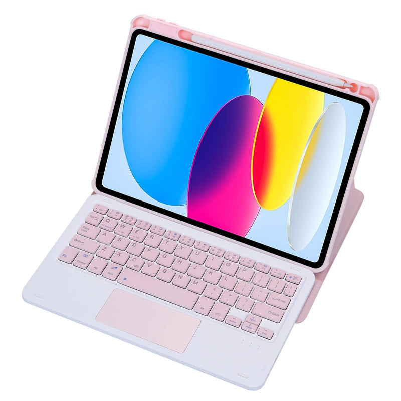 360 Rotation Bluetooth Keyboard Leather Case For Ipad 10.9 2022 - Transparent Acrylic With Touch Control - Black