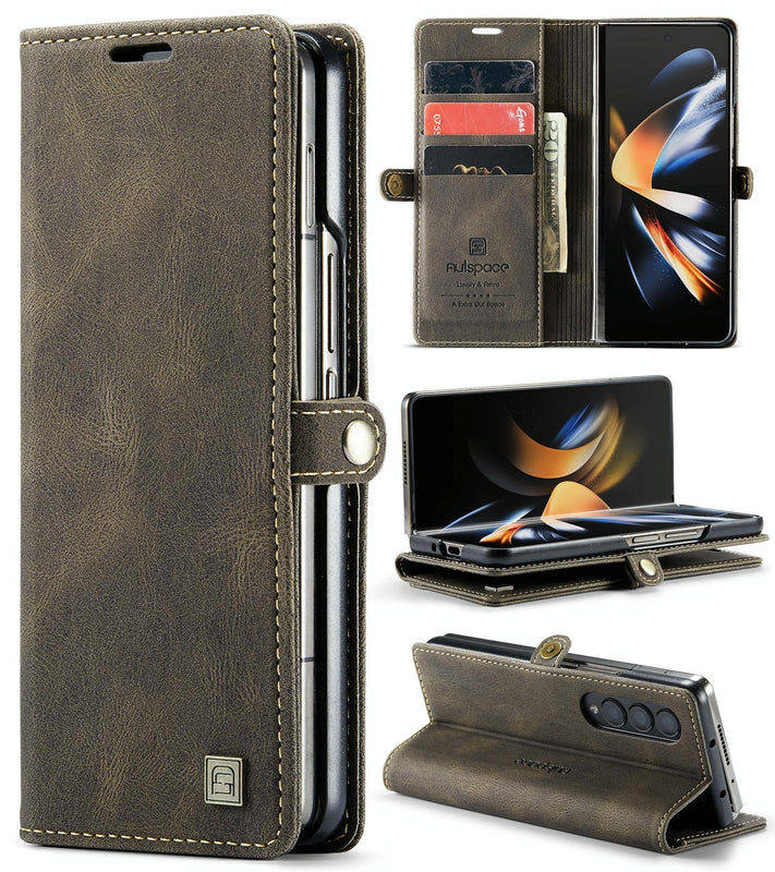 Vintage Rfid Leather Phone Case for Samsung Galaxy z Fold 4