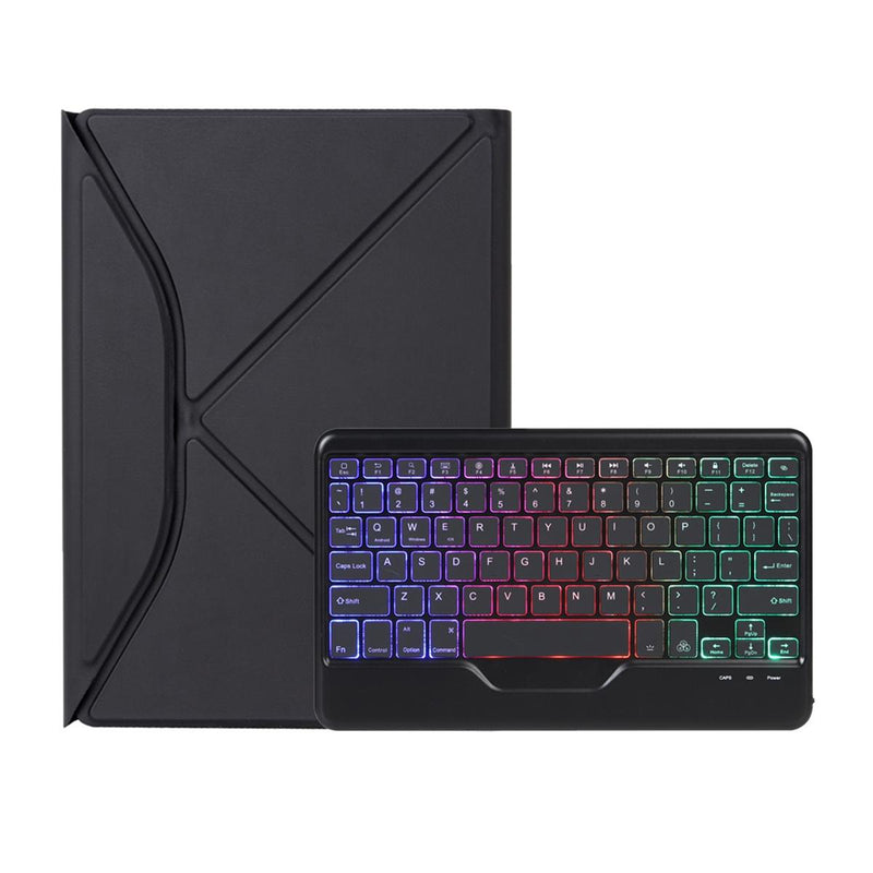 Bluetooth Keyboard Leather Tablet Case With Pen Slot And Backlight - Black