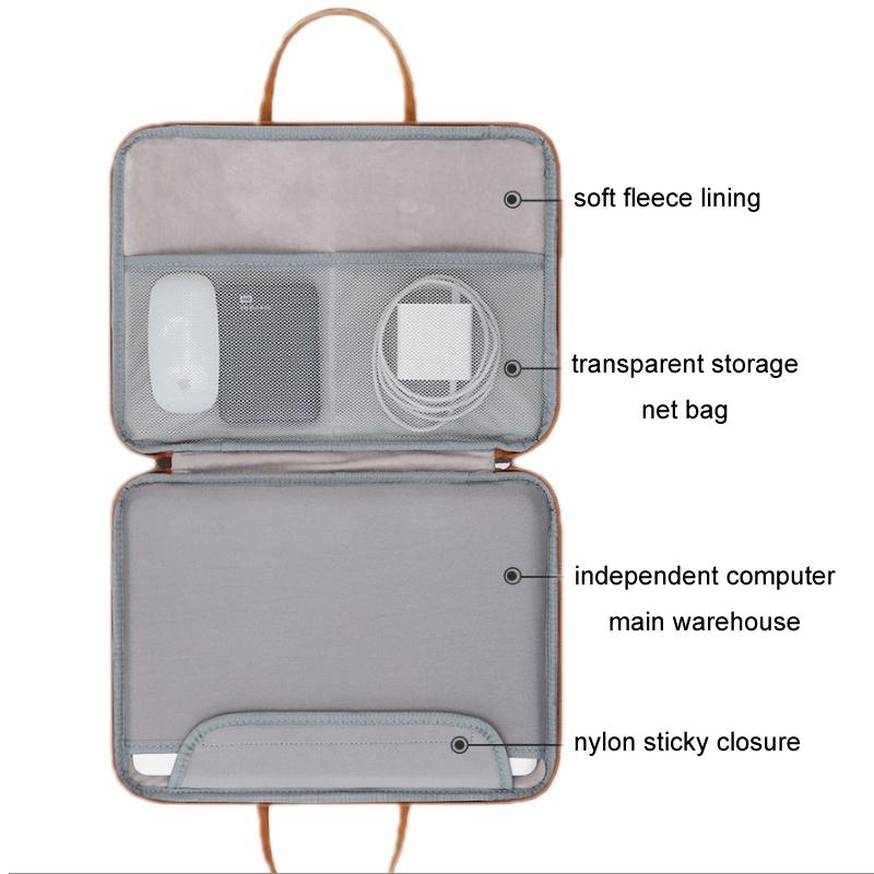 Waterproof Leather Computer Bag - 15 / 15.6 / 16 Inches Fully Open & Portable - Gray Brown