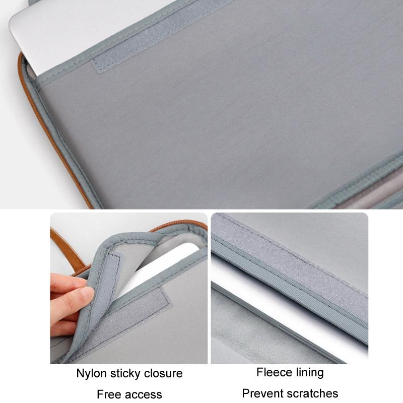 Waterproof Leather Computer Bag - 15 / 15.6 / 16 Inches Fully Open & Portable - Gray Brown