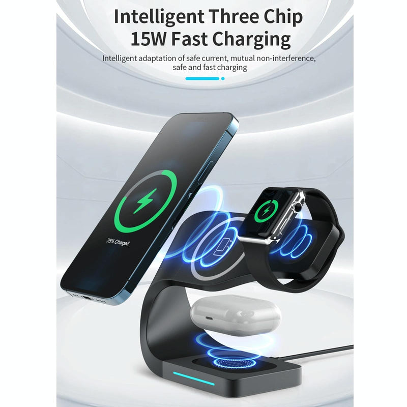 4-in-1 Fast Wireless Charger – Magnetic for iPhone, iWatch, AirPods, White