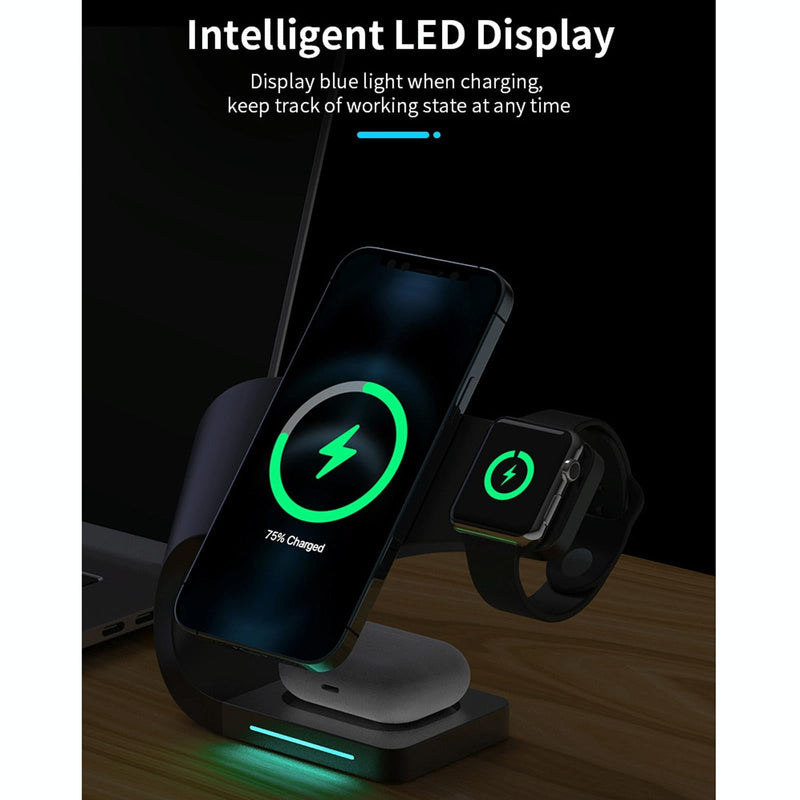 4-in-1 Fast Wireless Charger – Magnetic for iPhone, iWatch, AirPods, White