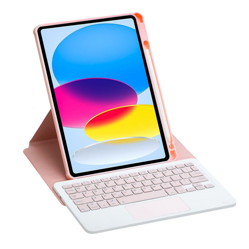 360 Rotation Bluetooth Keyboard Leather Case For Ipad 10.9 2022 - Transparent Acrylic With Touch Control - Blue