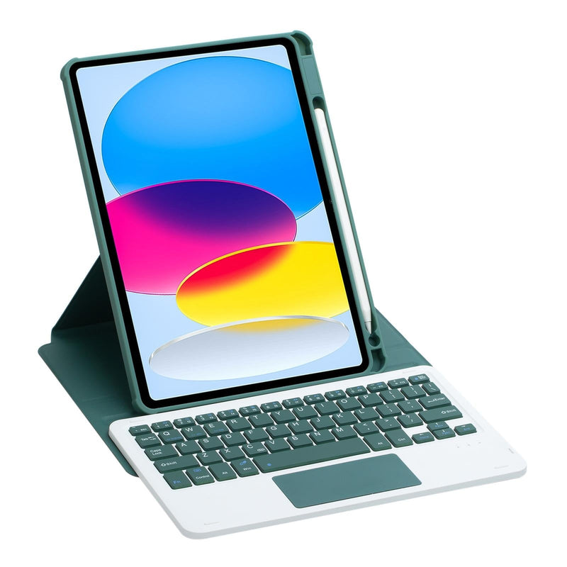 360 Rotation Bluetooth Keyboard Leather Case For Ipad 10.9 2022 - Transparent Acrylic With Touch Control - Blue
