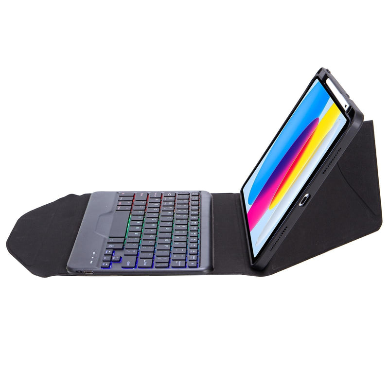 Bluetooth Keyboard Leather Tablet Case With Pen Slot And Backlight - Green