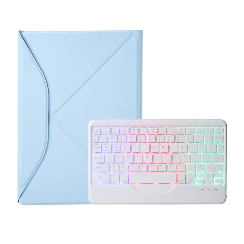 Bluetooth Keyboard Leather Tablet Case With Pen Slot And Backlight - Green