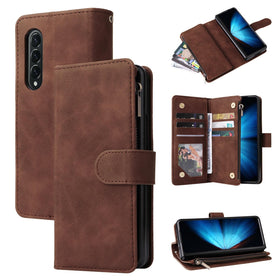 Frosted Leather Zip Wallet for Samsung Galaxy z Fold 4