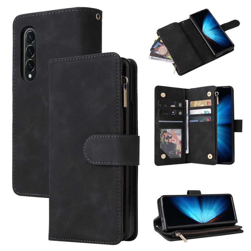Frosted Leather Zip Wallet for Samsung Galaxy z Fold 4