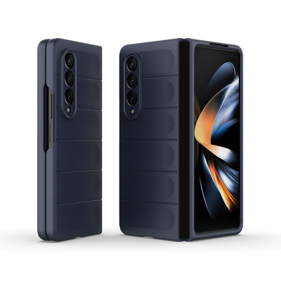 Foldable Shockproof Phone Case with Magic Shield - Slim Design - Dark Blue