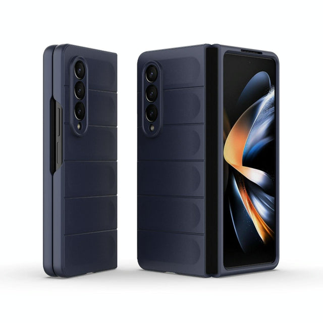 Foldable Shockproof Phone Case with Magic Shield - Slim Design - Dark Blue