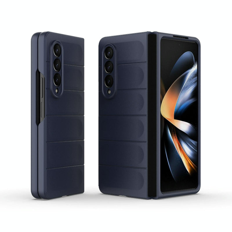 Foldable Shockproof Phone Case with Magic Shield - Slim Design - Dark Blue