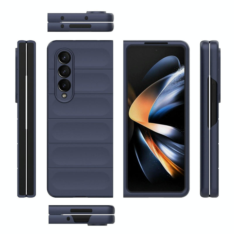 Foldable Shockproof Phone Case with Magic Shield - Slim Design - Dark Blue