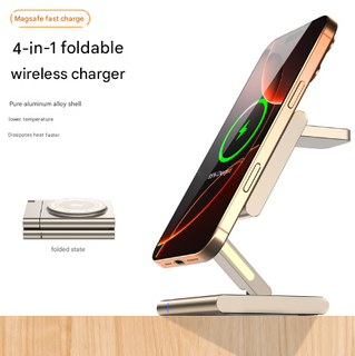 Desert Gold Magnetic 3-in-1 Wireless Charger for Apple Devices - 15W Fast Charging Station for iPhone, AirPods, and Apple Watch