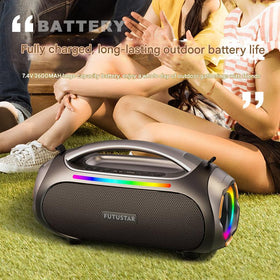 Portable Bluetooth 5.3 Speaker - 60W Powerful Sound, RGB Lights, Multiple Inputs