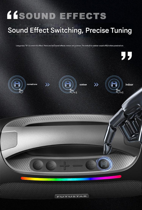 Portable Bluetooth 5.3 Speaker - 60W Powerful Sound, RGB Lights, Multiple Inputs
