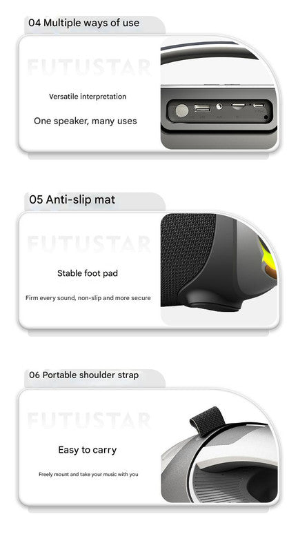 Portable Bluetooth 5.3 Speaker - 60W Powerful Sound, RGB Lights, Multiple Inputs