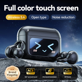 Smart TWS Earbuds with Touch Screen Case – Bluetooth 5.4, Black