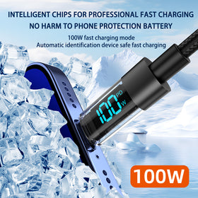 1 Meter Type-C To Type-C 4-Piece Set 1m 100W Super Fast Charge Transparent Aluminum Shell Digital Display Data Cable - Dual-Head Type-C Fast Charge Cable